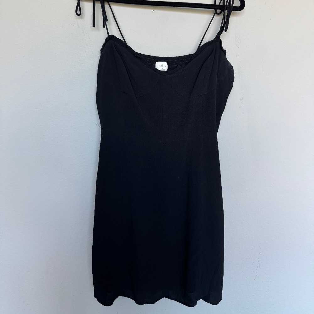 Aritzia Black linen cocktail dress, adjustable straps